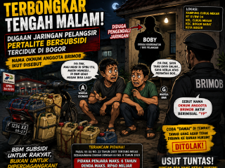 Terbongkar Tengah Malam! Dugaan Jaringan Pelangsiran Pertalite Bersubsidi Beroperasi di Bogor, Nama oknum anggota Brimob Ikut Tersebut.