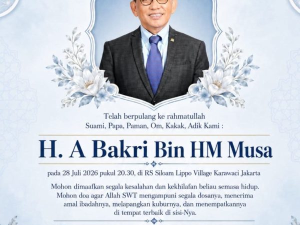 Innalillahi wa Inna Ilaihi Raji'un, Anggota DPR RI Fraksi PAN Dapil Jambi H. A Bakri Bin HM Musa Wafat
